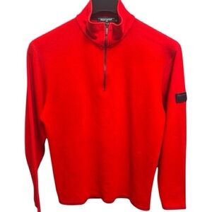 POLO SPORT Ralph Lauren Mid-90s Red Quarter-Zip Fleece Pullover Sweater Sz XL